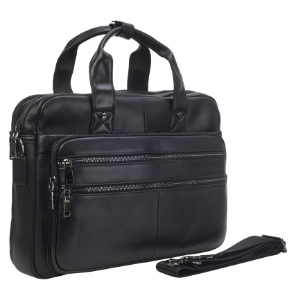 Кожаный мужской портфель Buffalo Bags черный M6398A – Фото 2