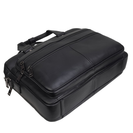 Кожаный мужской портфель Buffalo Bags черный M6398A – Фото 4