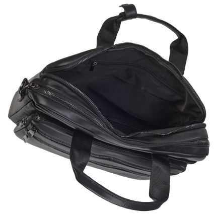 Кожаный мужской портфель Buffalo Bags черный M6398A – Фото 6