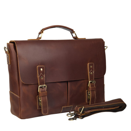 Кожаный мужской портфель Buffalo Bags коричневый M2009R – Фото 3