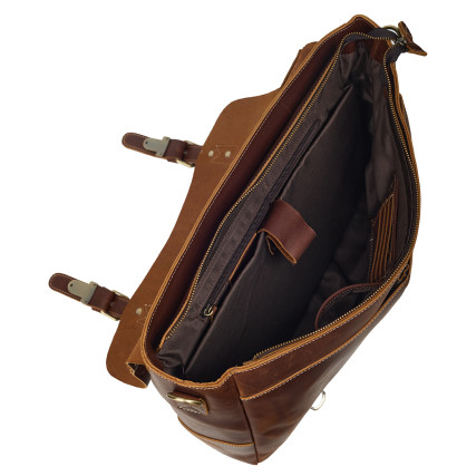 Кожаный мужской портфель Buffalo Bags коричневый M2009R – Фото 6