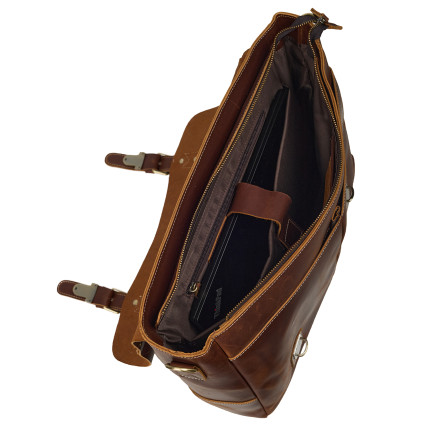Кожаный мужской портфель Buffalo Bags коричневый M2009R – Фото 7