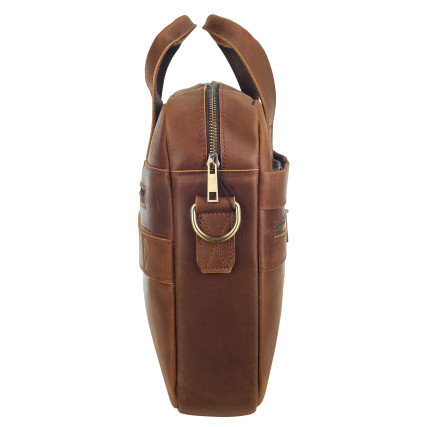 Кожаный мужской портфель Buffalo Bags коричневый M2019R – Фото 3