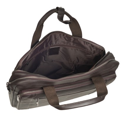Кожаный мужской портфель Buffalo Bags коричневый M5079C – Фото 8