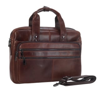 Кожаный мужской портфель Buffalo Bags коричневый M6398C – Фото 2