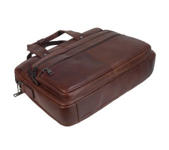 Кожаный мужской портфель Buffalo Bags коричневый M6398C – Фото 5