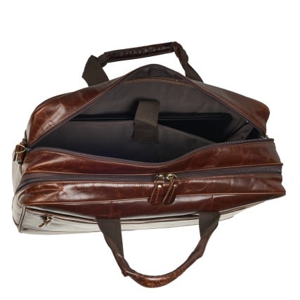 Кожаный мужской портфель Buffalo Bags коричневый M7320C – Фото 8