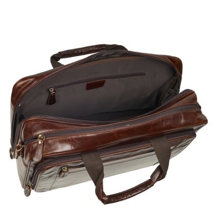 Кожаный мужской портфель Buffalo Bags коричневый M7320C – Фото 9
