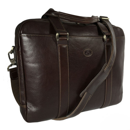 Кожаный мужской портфель TONY PEROTTI (Италия) коричневый Tuscania 6035 moro – Фото 7