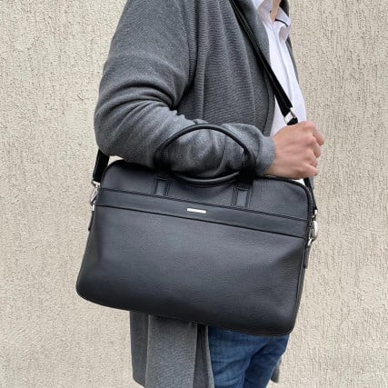 Кожаный мужской портфель TONY PEROTTI черный Newcontatto 9957 nero – Фото 6