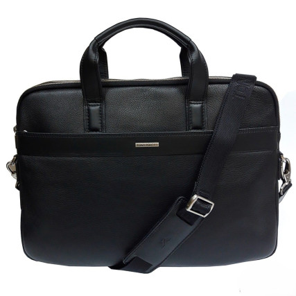 Кожаный мужской портфель TONY PEROTTI черный Newcontatto 9957 nero – Фото 9