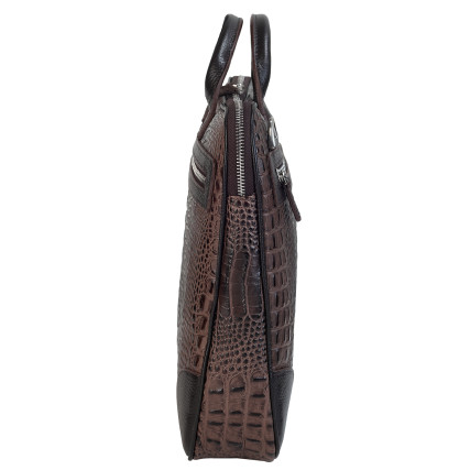Кожаный портфель DESISAN коричневый кроко 803-4229 – Фото 4