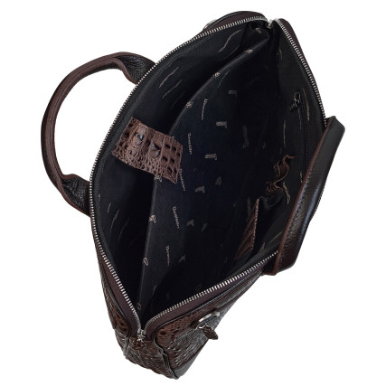 Кожаный портфель DESISAN коричневый кроко 803-4229 – Фото 6