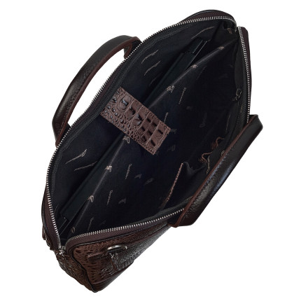 Кожаный портфель DESISAN коричневый кроко 803-4229 – Фото 7
