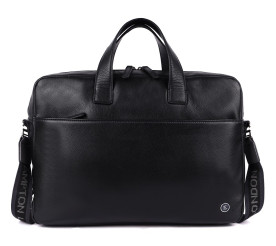 Мужская кожаная сумка Brampton London Commandeer 15,6" черная 64547 BLK