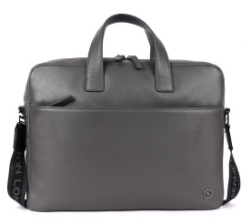 Мужская кожаная сумка Brampton London Commandeer 15,6" серая 64547 GREY
