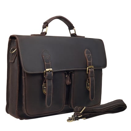 Мужская кожаная сумка Buffalo Bags темно-коричневая M9033R – Фото 2