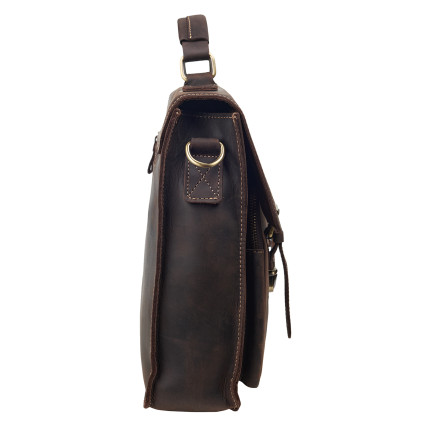 Мужская кожаная сумка Buffalo Bags темно-коричневая M9033R – Фото 4