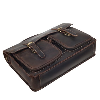 Мужская кожаная сумка Buffalo Bags темно-коричневая M9033R – Фото 5