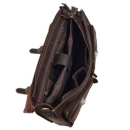 Мужская кожаная сумка Buffalo Bags темно-коричневая M9033R – Фото 6