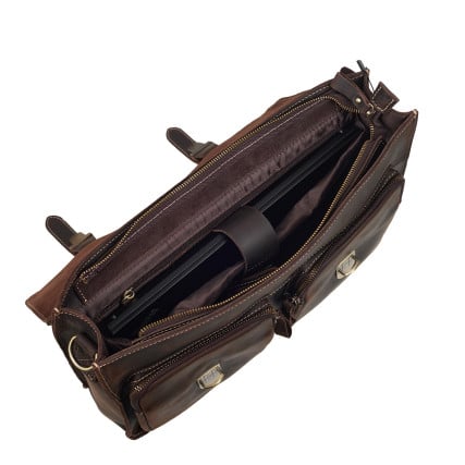 Мужская кожаная сумка Buffalo Bags темно-коричневая M9033R – Фото 7