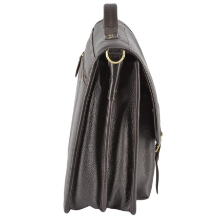 Мужской кожаный коричневый портфель Ashwood 8190 BRN – Фото 2