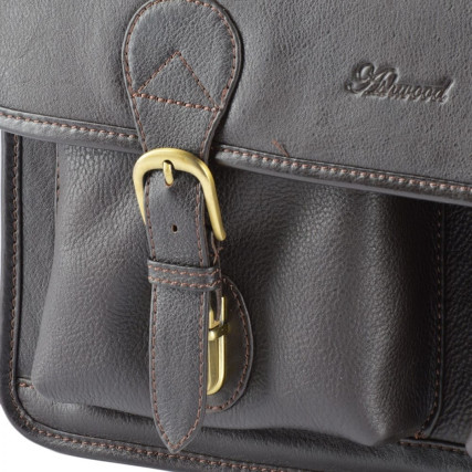Мужской кожаный коричневый портфель Ashwood 8190 BRN – Фото 4