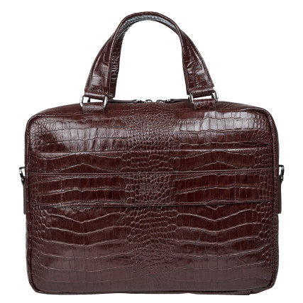 Мужской кожаный портфель BOND коричневый 1424-355 кроко – Фото 3