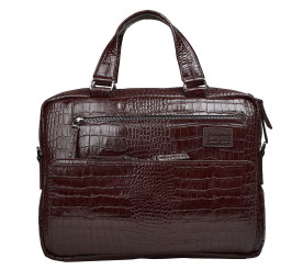 Мужской кожаный портфель BOND коричневый 1424-355 кроко