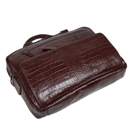 Мужской кожаный портфель BOND коричневый 1424-355 кроко – Фото 5