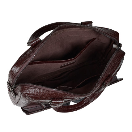 Мужской кожаный портфель BOND коричневый 1424-355 кроко – Фото 6