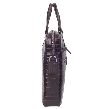Мужской кожаный портфель DESISAN коричневый 351-19 кроко – Фото 4
