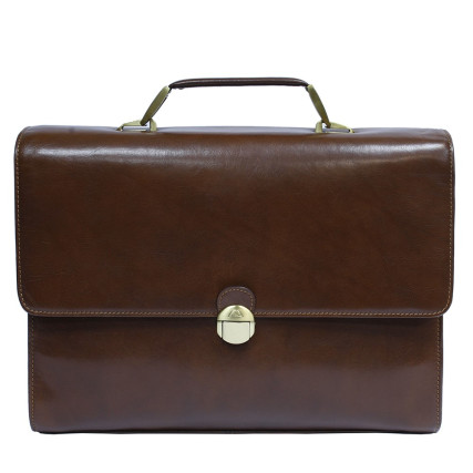 Мужской кожаный портфель TONY PEROTTI светло-коричневый Italico 7010 cognac – Фото 1