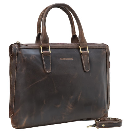 Мужской кожаный портфель Tony Bellucci коричневый 5037-06 нубук – Фото 2
