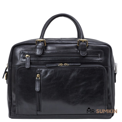 Мужской кожаный портфель Virginia Conti (Италия) черный VCm01388black – Фото 1