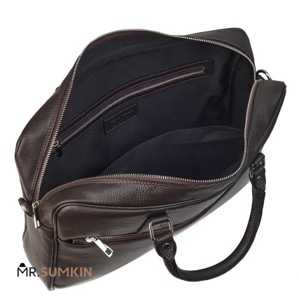 Мужской кожаный портфель Virginia Conti (Италия) коричневый VCm01287_fbrown – Фото 6