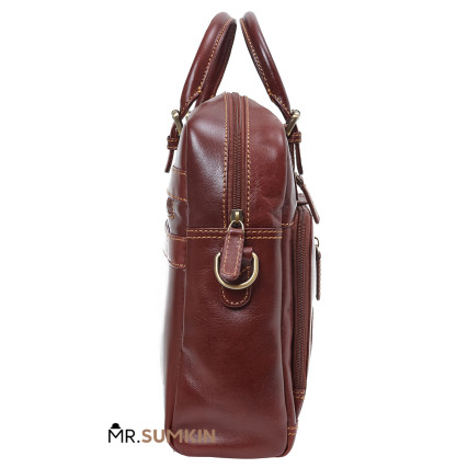 Мужской кожаный портфель Virginia Conti (Италия) светло-коричневый VCm01388cognac – Фото 3