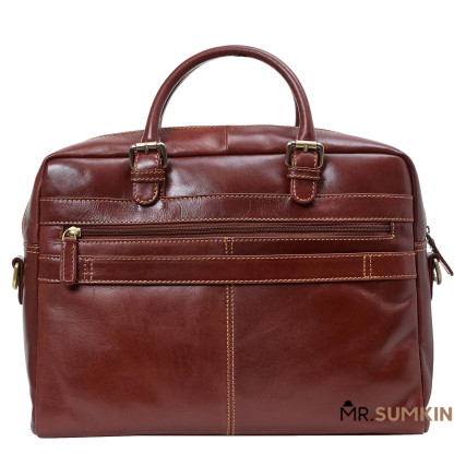 Мужской кожаный портфель Virginia Conti (Италия) светло-коричневый VCm01388cognac – Фото 4