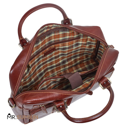 Мужской кожаный портфель Virginia Conti (Италия) светло-коричневый VCm01388cognac – Фото 7