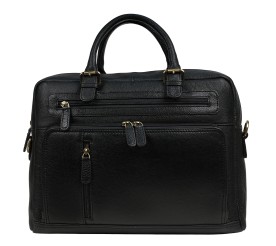 Мужской кожаный портфель Virginia Conti черный VCm01388_fblack