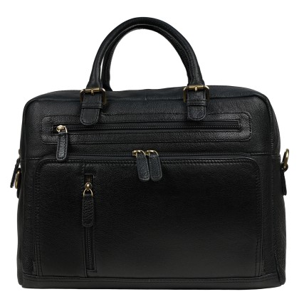 Мужской кожаный портфель Virginia Conti черный VCm01388_fblack – Фото 1