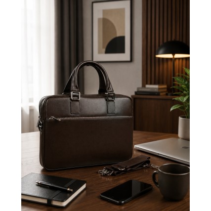 Мужской кожаный портфель Virginia Conti коричневый VCm01184choco