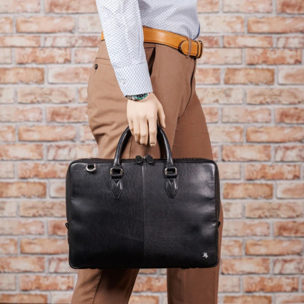 Мужской кожаный портфель Visconti Carl черный ML50 BLK – Фото 9