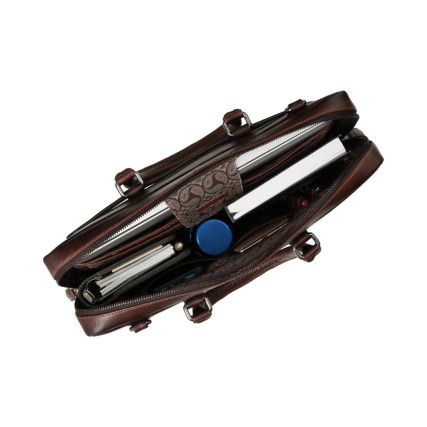 Мужской кожаный портфель Visconti Carl коричневый AT50 B/TAN – Фото 6