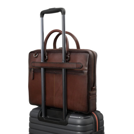 Мужской кожаный портфель Visconti Carl коричневый AT50 B/TAN – Фото 7