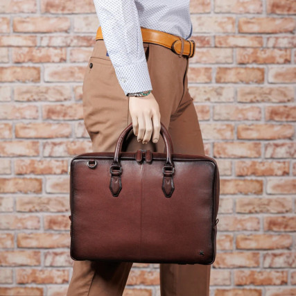 Мужской кожаный портфель Visconti Carl коричневый AT50 B/TAN – Фото 8