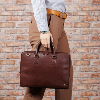 Мужской кожаный портфель Visconti Carl коричневый ML50 BRN – Фото 8