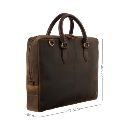 Мужской кожаный портфель Visconti Carl коричневый ML50 OIL TAN/BRN – Фото 2