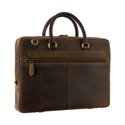 Мужской кожаный портфель Visconti Carl коричневый ML50 OIL TAN/BRN – Фото 4