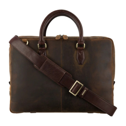 Мужской кожаный портфель Visconti Carl коричневый ML50 OIL TAN/BRN – Фото 5